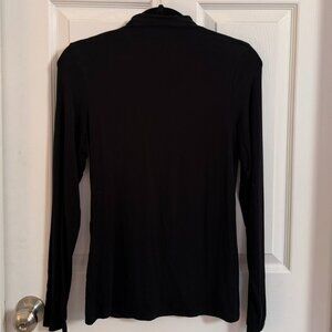 Express Fitted Mock Neck Double Layer Black Long Sleeve Tee Size Medium